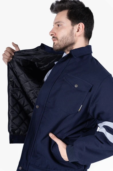 Reflektörlü Gabardin İş Montu Kışlık - Resim 3