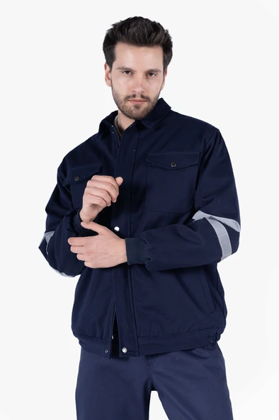 Reflektörlü Gabardin İş Montu Kışlık - Resim 5