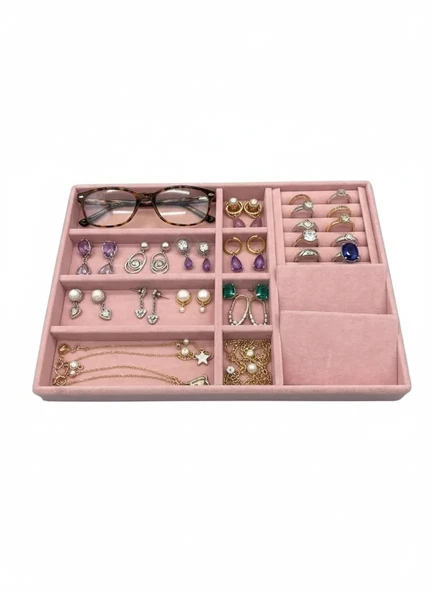 Helsinki Model Süet Kaplama Pembe Renk 24/34 Cm Takı Sergileme Standı ürün görseli 1