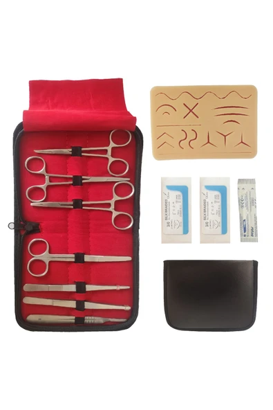 ŞimdiBenim Öğrenci Cerrahi Eğitim Pratiği Seti 7 Parça Çantalı El Aleti Sütür Dikiş Pedi 16 x 11 Cm ürün görseli 1