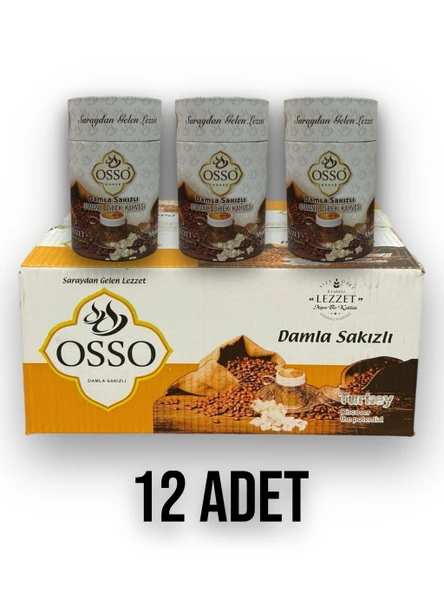 Osso 12'li Silindirli Damla Sakızlı Osmanlı Dibek Kahvesi(12X200=2400gr) ürün görseli 1
