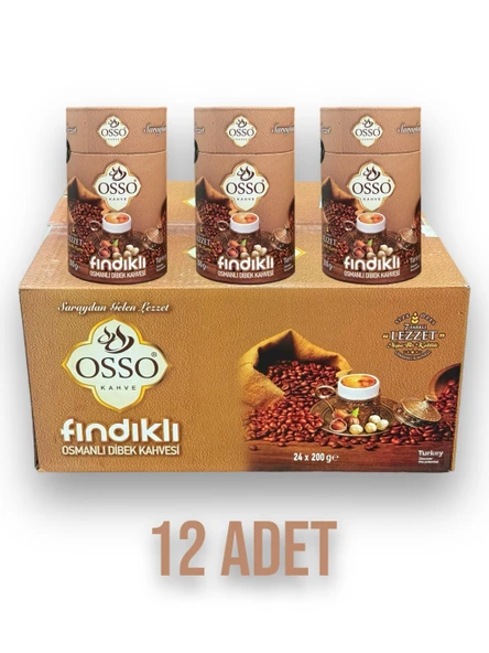 Osso 12'li Silindirli Fındıklı Osmanlı Dibek Kahvesi(12X200=2400gr) ürün görseli 1