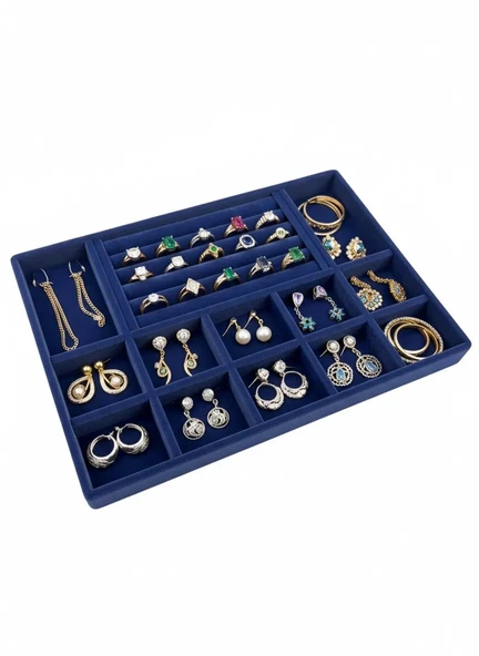 Istanbul Model Süet Kumaş Lacivert Renk 24/34 Cm Takı Sergileme Standı ürün görseli 1