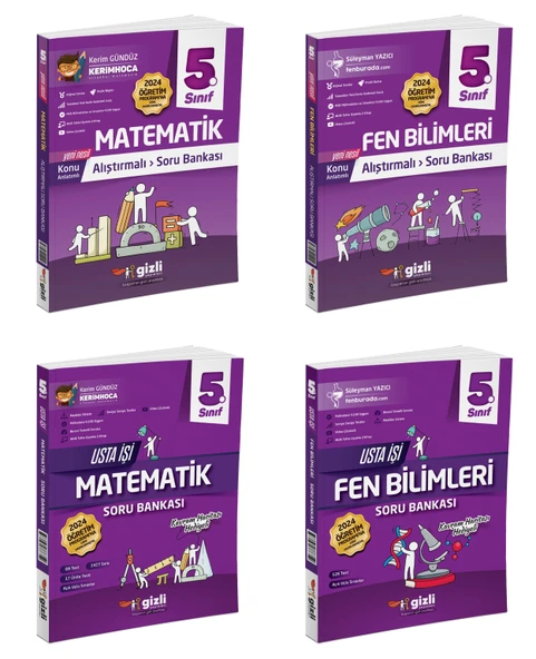 Gizli 2025 5. Sınıf Matematik + Fen Alıştırmalı + Usta İşi Soru Bankası Seti 4 Kitap Güncel Müfredat ürün görseli 1