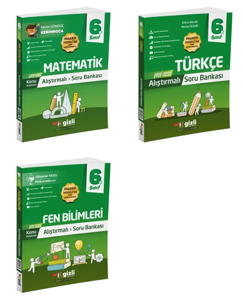 Gizli 2026 6. Sınıf Matematik + Türkçe + Fen Alıştırmalı Soru Bankası Seti 3 Kitap Güncel Müfredat ürün görseli 1