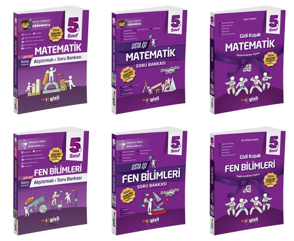 Gizli 2025 5. Sınıf Matematik + Fen Alıştırmalı + Usta İşi Soru + Gizli Kuşak Seti 6 Kitap Güncel Müfredat ürün görseli 1