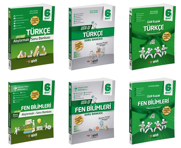 Gizli 2026 6. Sınıf Türkçe + Fen Bilimleri Alıştırmalı + Usta İşi Soru + Gizli Kuşak Seti 6 Kitap Güncel Müfredat ürün görseli 1