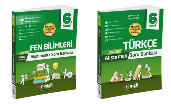 Gizli 2026 6. Sınıf Fen Bilimleri + Türkçe Alıştırmalı Soru Bankası Seti 2 Kitap Güncel Müfredat ürün görseli 1