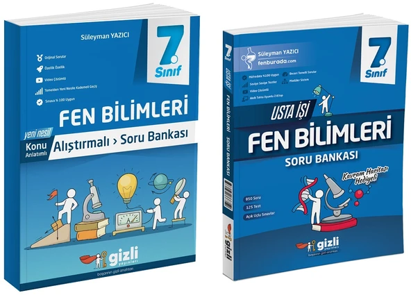 Gizli 2025 7. Sınıf Fen Bilimleri Alıştırmalı + Usta İşi Soru Bankası Seti 2 Kitap Güncel Müfredat ürün görseli 1