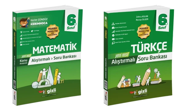 Gizli 2026 6. Sınıf Matematik + Türkçe Alıştırmalı Soru Bankası Seti 2 Kitap Güncel Müfredat ürün görseli 1