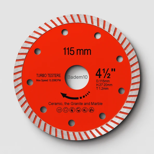 115 mm 4.5 İnç Turbo Elmas Testere Turbo Kesim Kesici Çapaksız Hassas Seramik Mermer Granit Diski ürün görseli 1