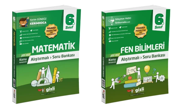 Gizli 2026 6. Sınıf Matematik + Fen Bilimleri Alıştırmalı Soru Bankası Seti 2 Kitap Güncel Müfredat ürün görseli 1