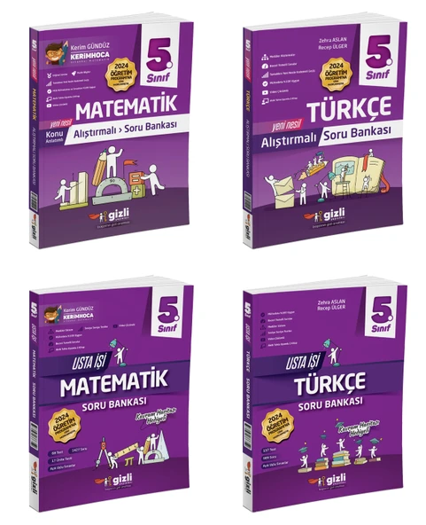 Gizli 2025 5. Sınıf Matematik + Türkçe Alıştırmalı + Usta İşi Soru Bankası Seti 4 Kitap Güncel Müfredat ürün görseli 1
