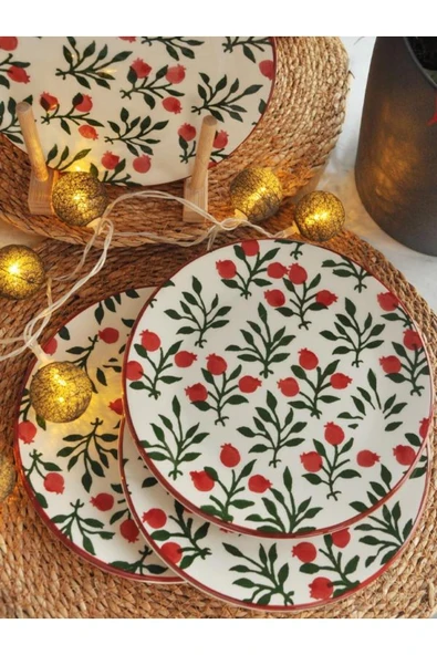 Yeniyıl 2025 Nar Çiçeği 6 lı Pasta Set-19 cm. ürün görseli 1