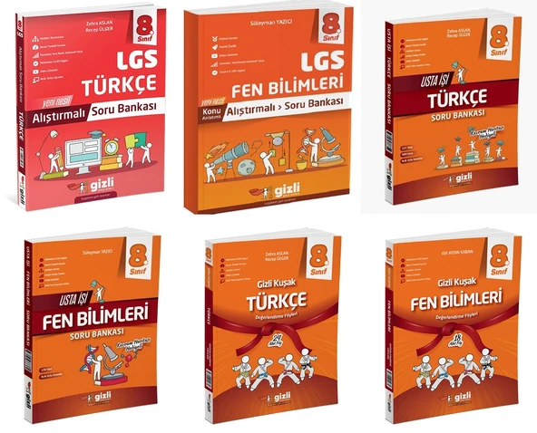 Gizli 2025 8. Sınıf Lgs Türkçe + Fen Bilimleri Alıştırmalı + Usta İşi Soru + Gizli Kuşak Seti 6 Kitap Güncel Müfredat ürün görseli 1