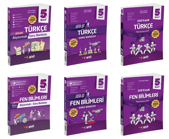 Gizli 2025 5. Sınıf Türkçe + Fen Bilimleri Alıştırmalı + Usta İşi Soru + Gizli Kuşak Seti 6 Kitap Güncel Müfredat ürün görseli 1