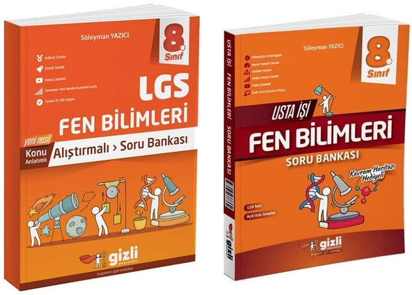 Gizli 2025 8. Sınıf Lgs Fen Bilimleri Alıştırmalı + Usta İşi Soru Bankası Seti 2 Kitap Güncel Müfredat ürün görseli 1