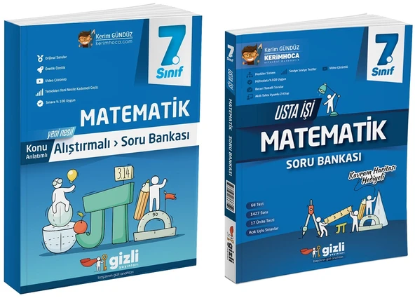 Gizli 2025 7. Sınıf Matematik Alıştırmalı + Usta İşi Soru Bankası Seti 2 Kitap Güncel Müfredat ürün görseli 1