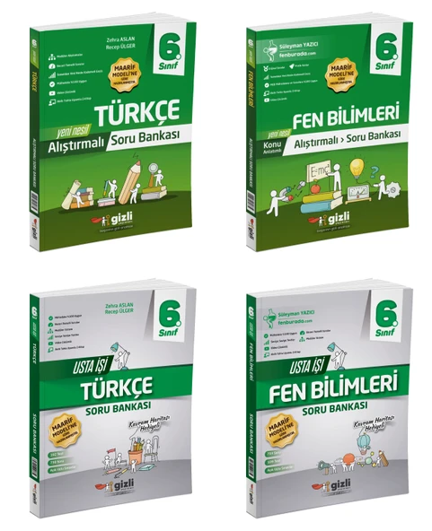 Gizli 2026 6. Sınıf Türkçe + Fen Bilimleri Alıştırmalı + Usta İşi Soru Bankası Seti 4 Kitap Güncel Müfredat ürün görseli 1