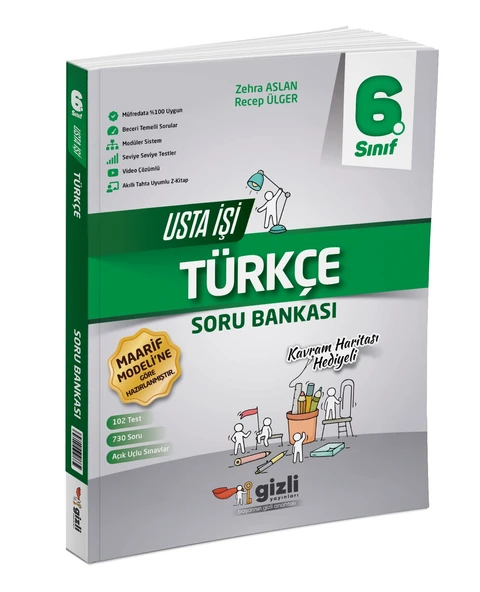 Gizli Yayınları 2026 6. Sınıf Türkçe Usta İşi Soru Bankası + Kavram Haritası Güncel Müfredat ürün görseli 1