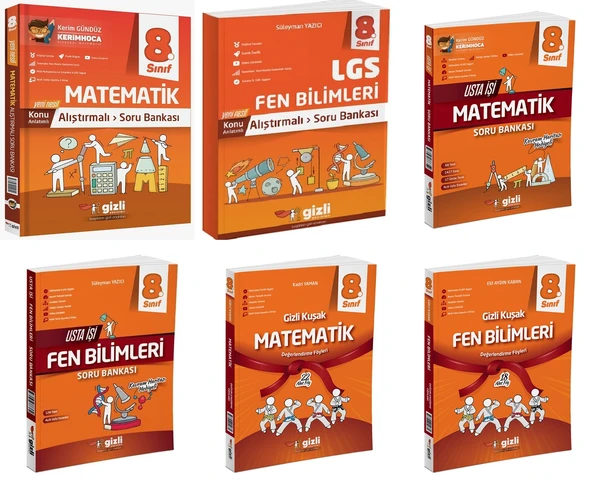 Gizli 2025 8. Sınıf Lgs Matematik + Fen Alıştırmalı + Usta İşi Soru + Gizli Kuşak Seti 6 Kitap Güncel Müfredat ürün görseli 1