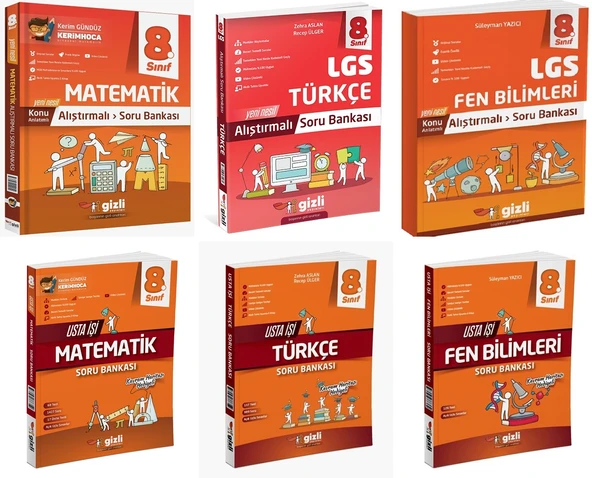 Gizli 2025 8. Sınıf Lgs Matematik + Türkçe + Fen Alıştırmalı + Usta İşi Soru Bankası Seti 6 Kitap Güncel Müfredat ürün görseli 1