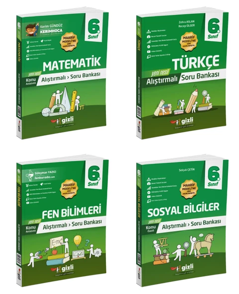Gizli 2026 6. Sınıf Matematik + Türkçe + Fen + Sosyal Alıştırmalı Soru Bankası Seti 4 Kitap Güncel Müfredat ürün görseli 1