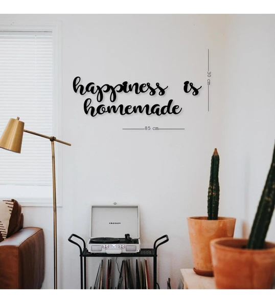 Mutfak Duvar Süsü Kare Ahşap Tablo Happiness İs Homemade ürün görseli 1