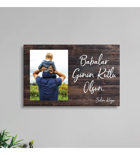 Babalar Gününe Özel Resimli Duvar Dekoru Tablo Beyaz 40x25cm ürün görseli 1