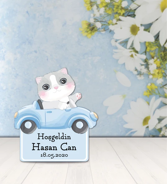 Kişiye Özel Hoşgeldin Bebek Ahşap Magnet Doğum Günü ürün görseli 1