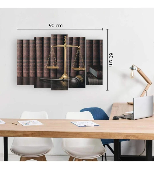 Adalet Terazisi ve Hukuk Temalı 5 Parça MDF Tablo ürün görseli 1