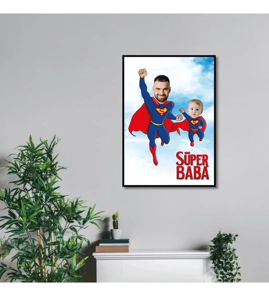 Babalar Gününe Özel Resimli Baba ve Çocuk Tablo ürün görseli 1