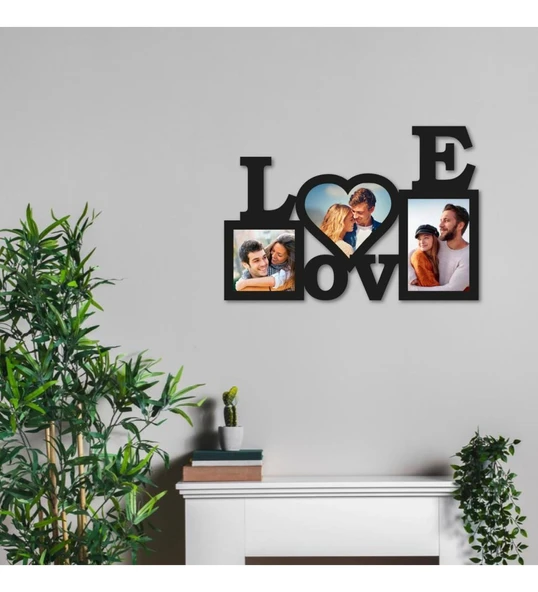 Kişiye Özel LOVE yazılı Resimli Ahşap Tablo 40x30 ürün görseli 1
