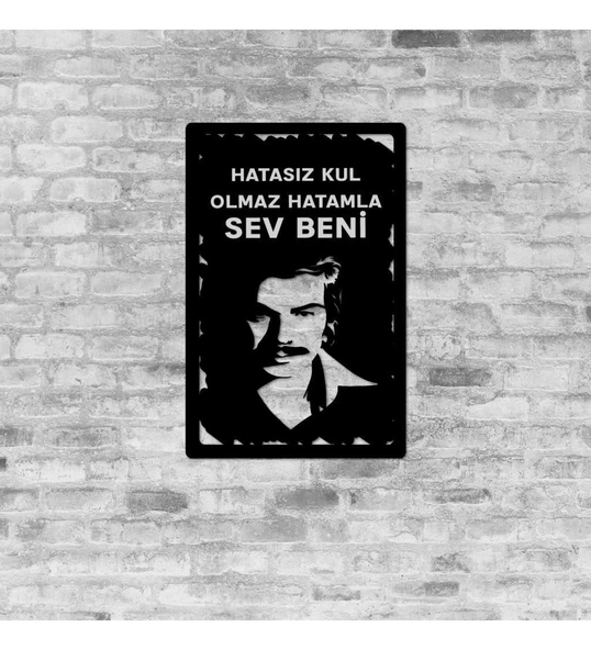 Ahşap Tablo Duvar Dekoru Orhan Gencebay Temalı Siyah Renk 35x50cm ürün görseli 1