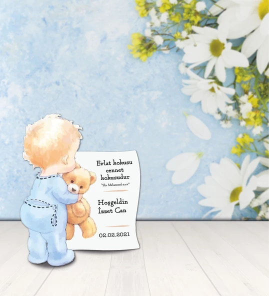 Kişiye Özel Hoşgeldin Bebek Ahşap Magnet Doğum Günü ürün görseli 1
