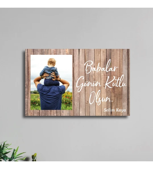 Babalar Gününe Özel Resimli Duvar Dekoru Tablo Beyaz 40x25cm ürün görseli 1