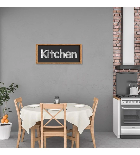 Kitchen Yazılı Çerçeve Görünümlü Ahşap Dekoratif Tablo Duvar Süsü ürün görseli 1