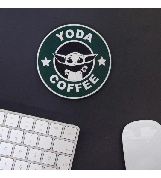 Yoda Siyah Bardak Altlığı ürün görseli 1
