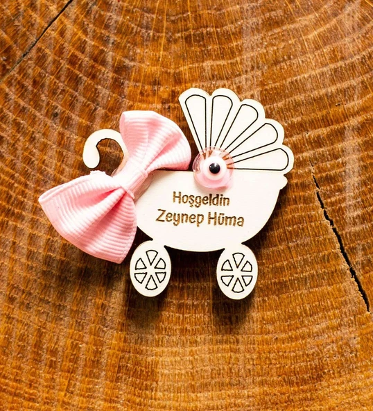 Ahşap Magnet Kişiye Özel Hoşgeldin Bebek Kız Magnet 50 Adet ürün görseli 1