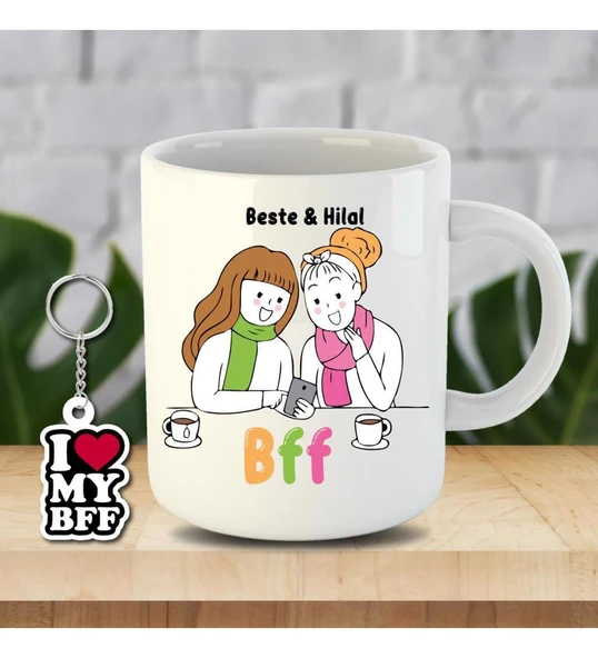 En İyi Arkadaşlara Özel İnci Beyazı Kupa Bardak BFF - 3 ürün görseli 1