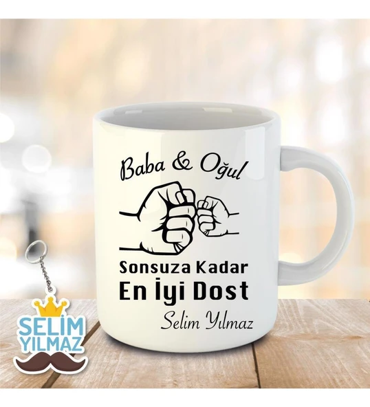 İsme ve Babalar Gününe Özel Kupa Bardak ve Anahtarlık Hediye - 1 ürün görseli 1