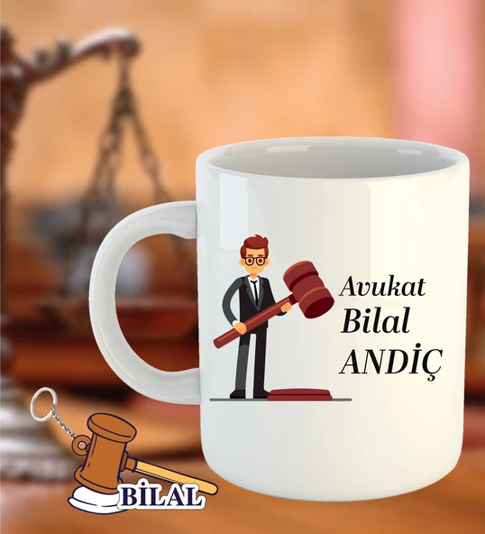 İsme Özel Avukatlar Günü Kupa Bardak ve Anahtarlık ürün görseli 1