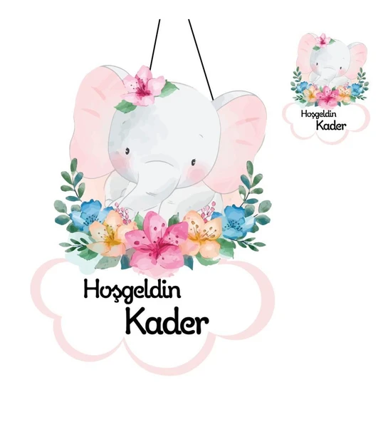 Kişiye Özel Bebek Kapı Süsü Ve 50 Adet Magnet Seti Çiçekli Ayı ürün görseli 1