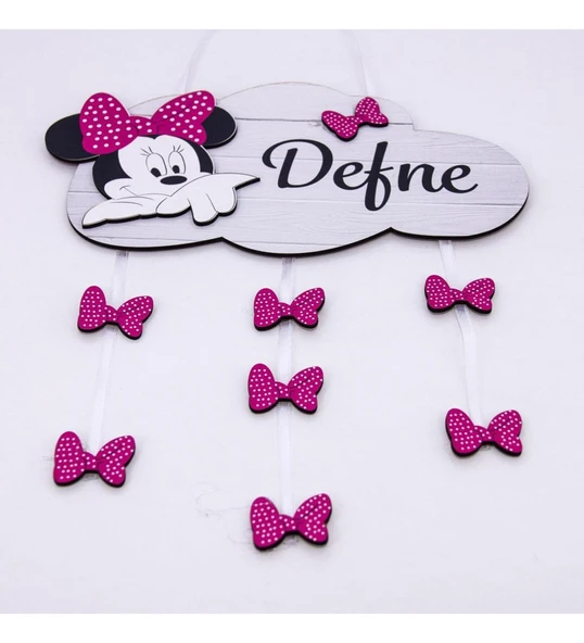Kişiye Özel Bebek Kapı Süsü Minnie Mouse 3D Pembe ürün görseli 1