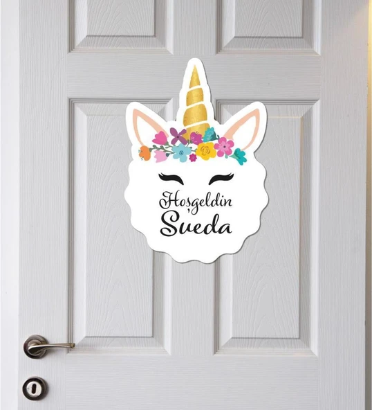 Meşgalem Unicorn Başlık Temalı Kişiye Özel Kapı Süsü ürün görseli 1
