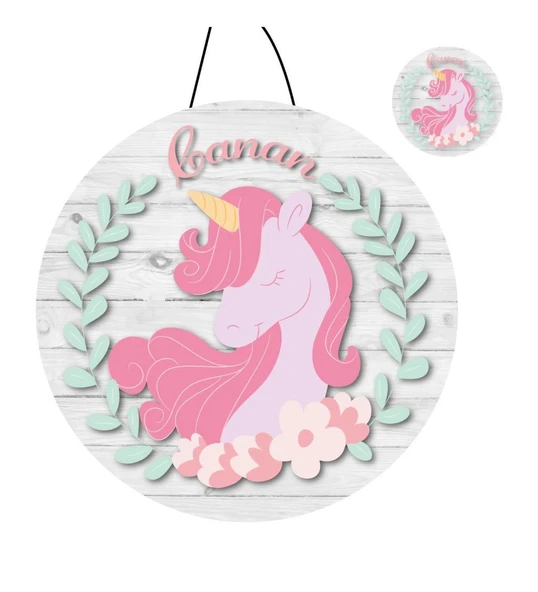 Kişiye Özel Bebek Kapı Süsü Ve 50 Adet Magnet Seti Unicorn ürün görseli 1
