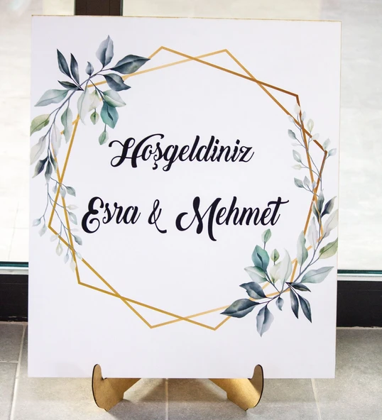 İsme Özel Ahşap Karşılama Panosu - Nişan, Nikah Hatırası ürün görseli 1