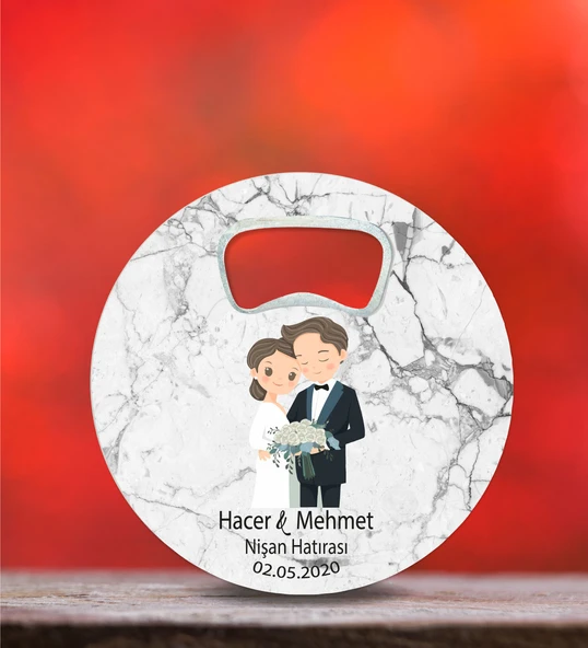 Kişiye Özel Açacak Magnet 8x8cm 30 Adet Söz, Nişan, Kına, Nikah Hatırası ürün görseli 1