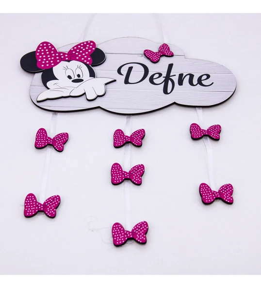 Kişiye Özel Bebek Kapı Süsü Minnie Mouse 3D (Pembe) ürün görseli 1