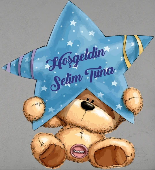 Küçük Ayı Temalı İsme Özel Çocuk Odası Kapı Süsü ürün görseli 1